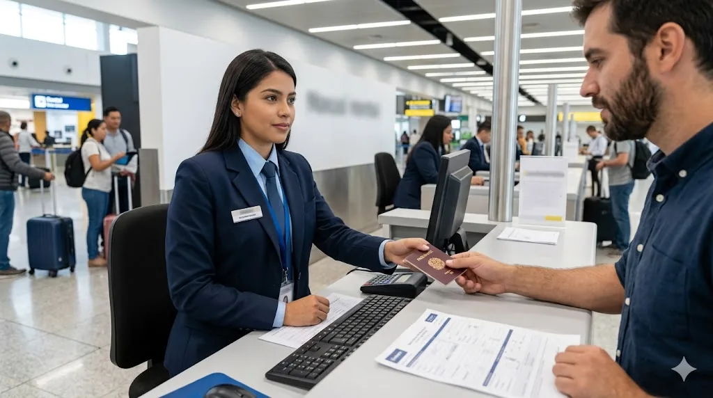 A rental car agency counter at MDE airport, signage visible