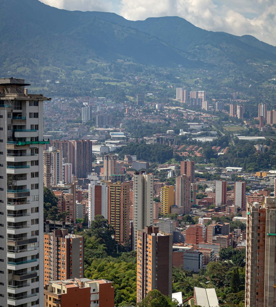 Medellín skyline - El Poblado high-rises framed by the Andes